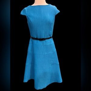 Jones Studio Fit and Flare Turquoise Textured Dress in Size 8